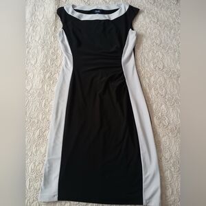 Chaps Black And White Hourglass Stretch Dress Size S